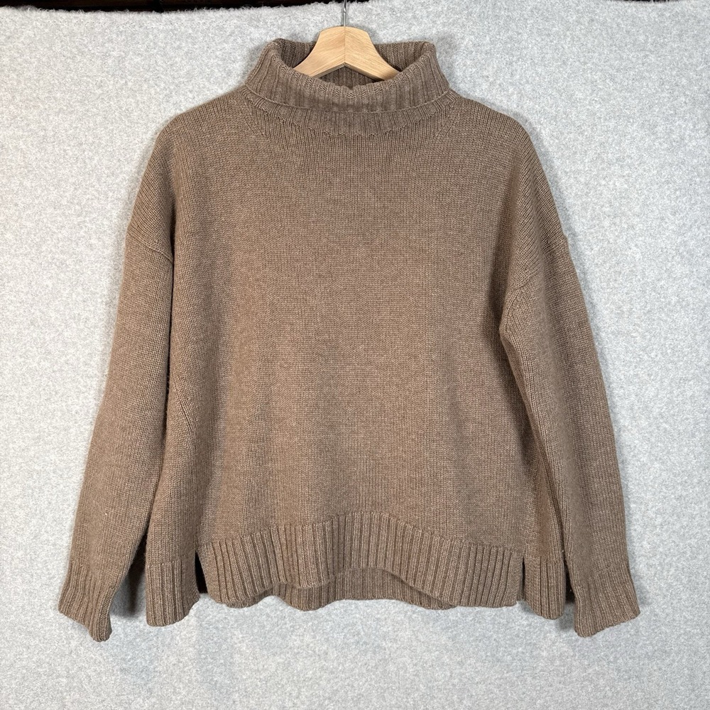 Max Mara GIANNA Virgin Wool Cashmere Sand High Neck Size Small